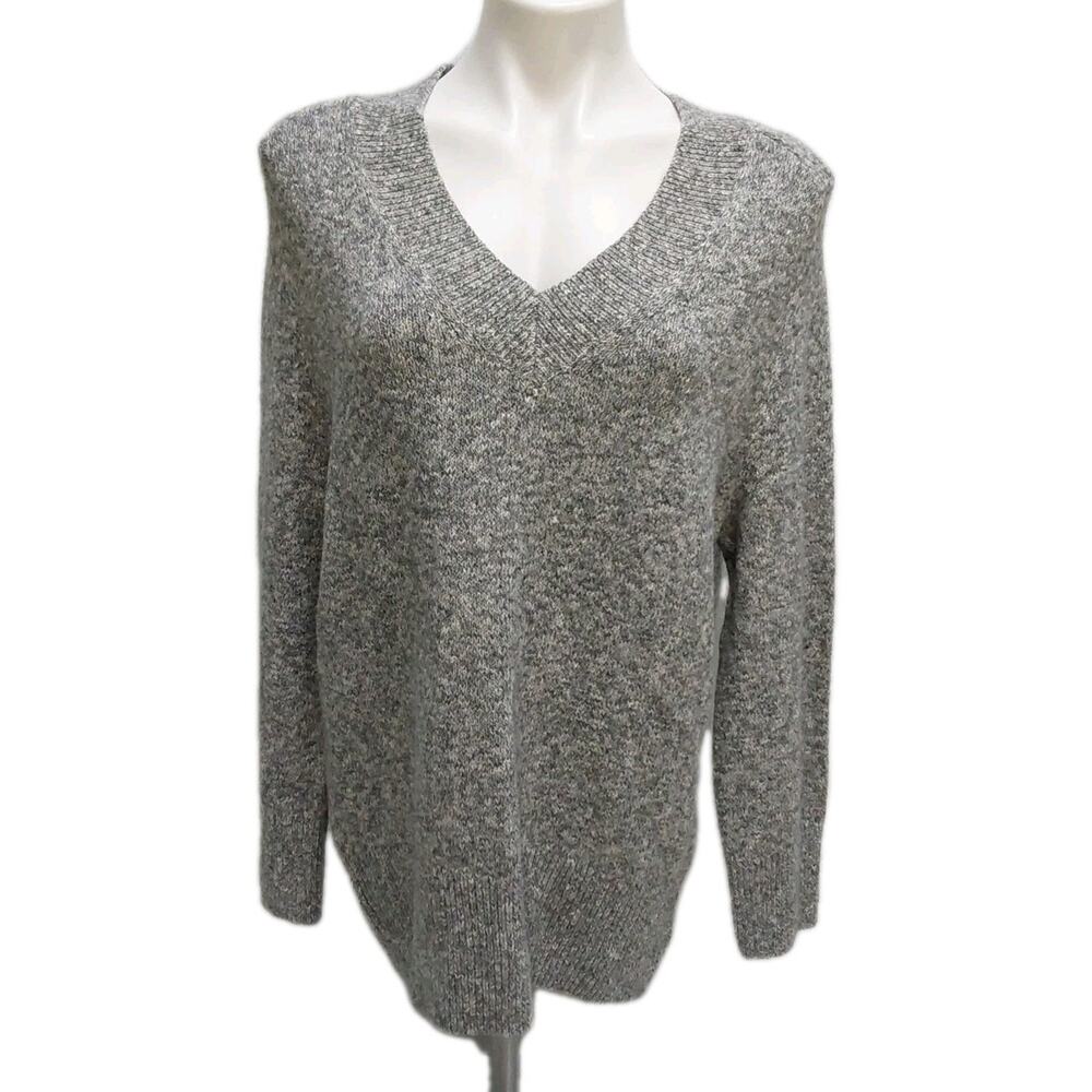 A New Day XSmall Charcoal Oversized V-Neck Tight Knit Sweater #8Y33